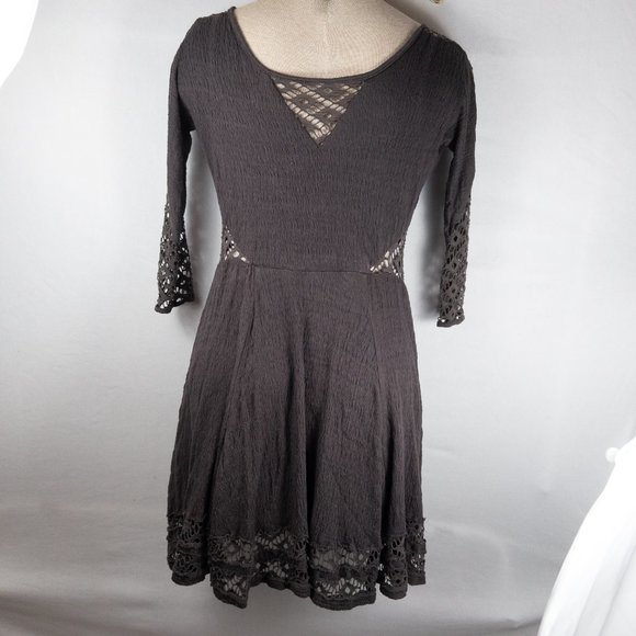Free People Cutout Lace Dress Peekaboo Gray A-Line Skater XSmall - Picture 5 of 5